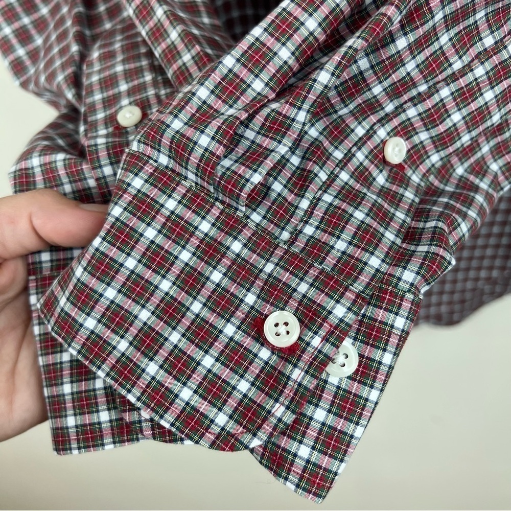 Ralph Lauren Mens Plaid Button Down Classic Fit Shirt Red Green Holiday No Iron - Picture 4 of 7